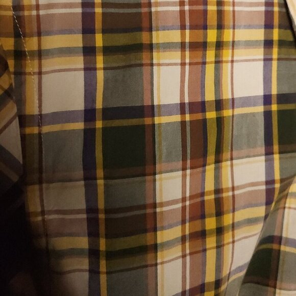 J. Crew Yellow Green Brown Plaid Button Down Medium - Picture 3 of 6